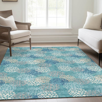 Premium Machine Washable Mayfield AMF908 Teal 3' x 5' Rug