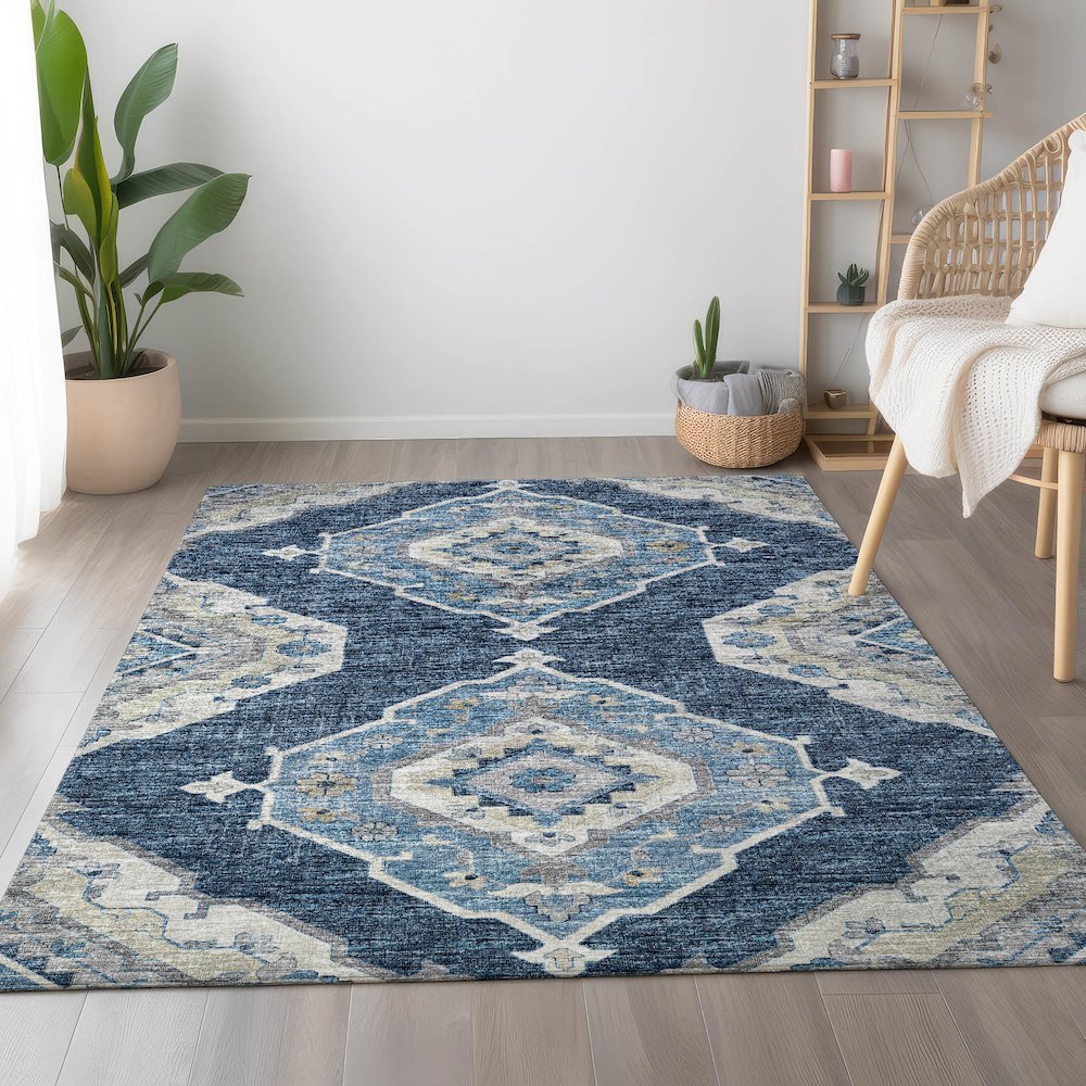 Premium Machine Washable Mayfield  Blue 3' x 5' Rug