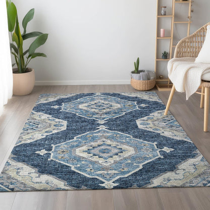 Premium Machine Washable Mayfield  Blue 3' x 5' Rug