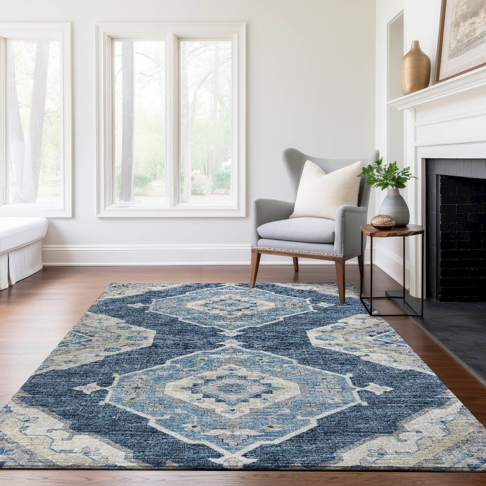 Premium Machine Washable Mayfield  Blue 3' x 5' Rug
