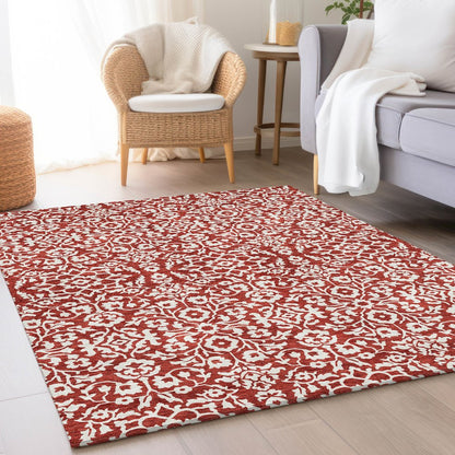Premium Machine Washable Mayfield AMF920 Red 3' x 5' Rug