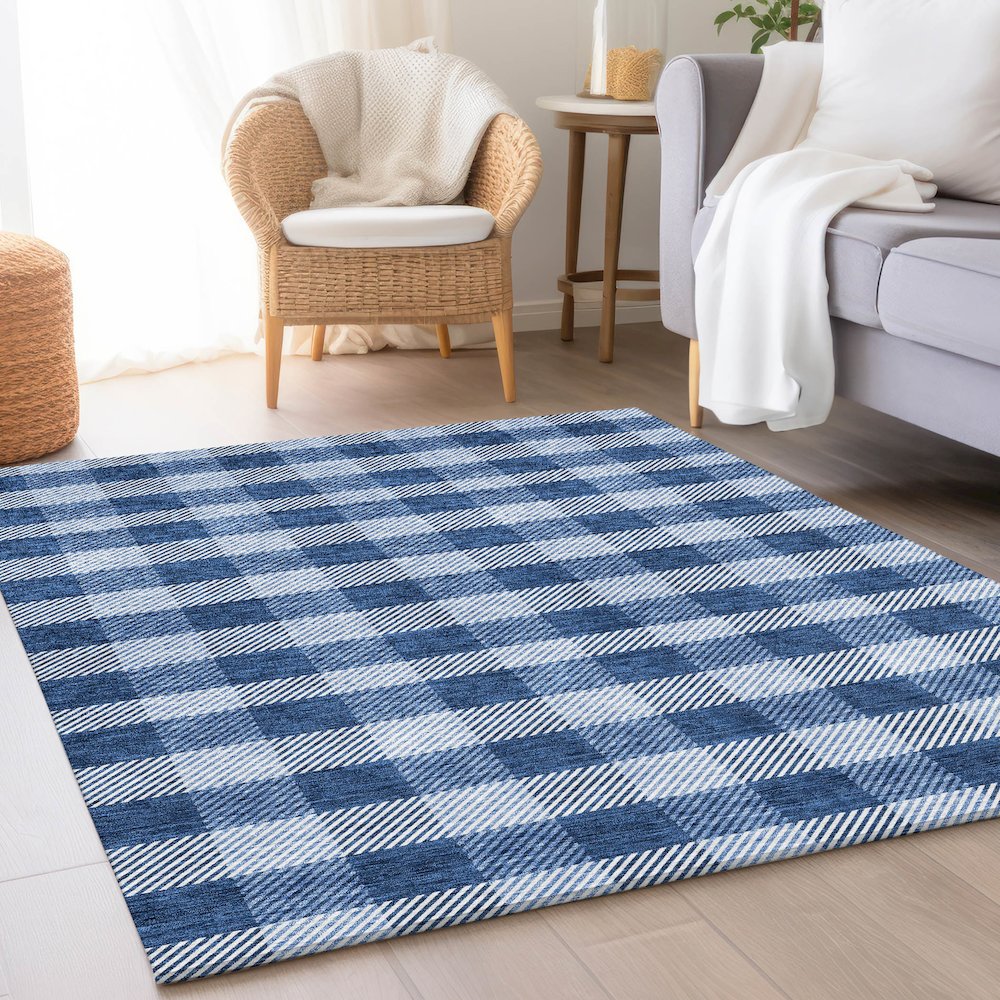 Premium Machine Washable Mayfield AMF924 Navy 3' x 5' Rug