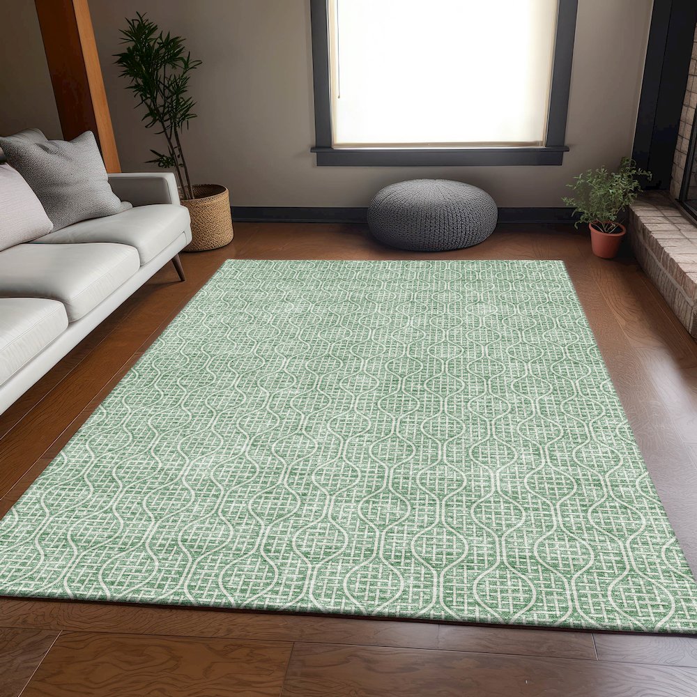 Premium Machine Washable Mayfield AMF926 Sage 3' x 5' Rug