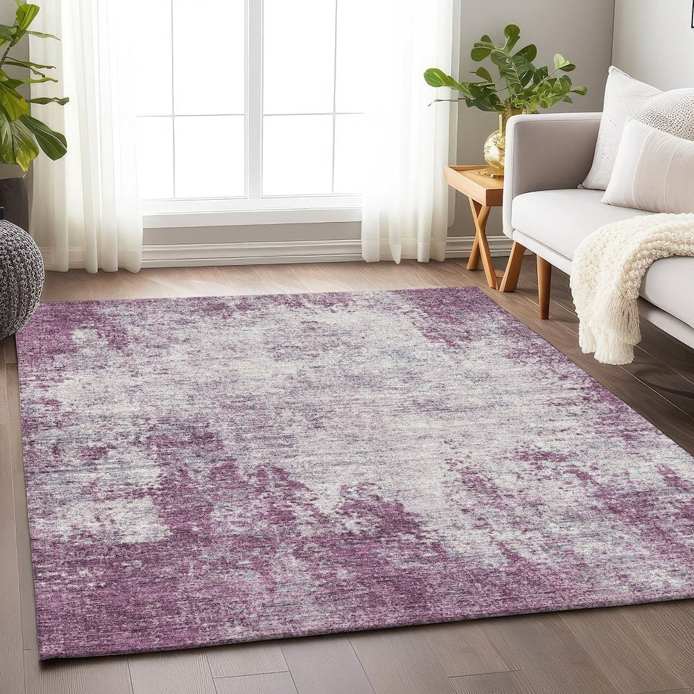 Premium Machine Washable Mayfield AMF940 Plum 3' x 5' Rug