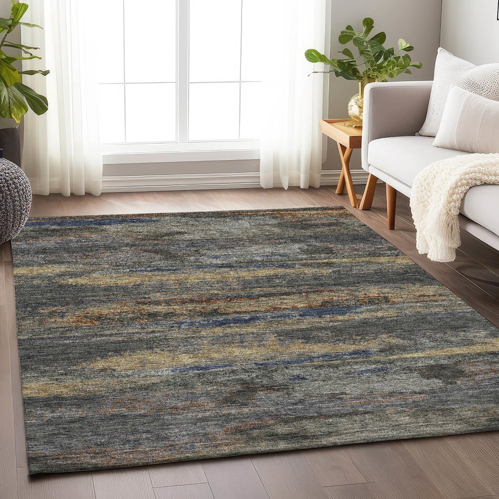 Premium Machine Washable Mayfield AMF942 Graphite 3' x 5' Rug