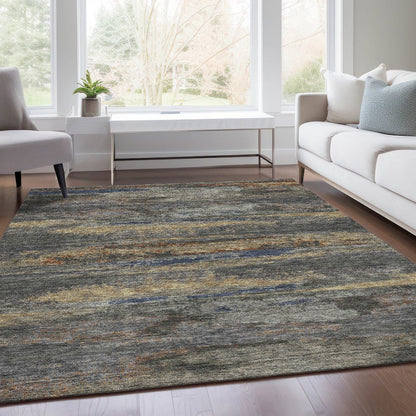 Premium Machine Washable Mayfield AMF942 Graphite 3' x 5' Rug