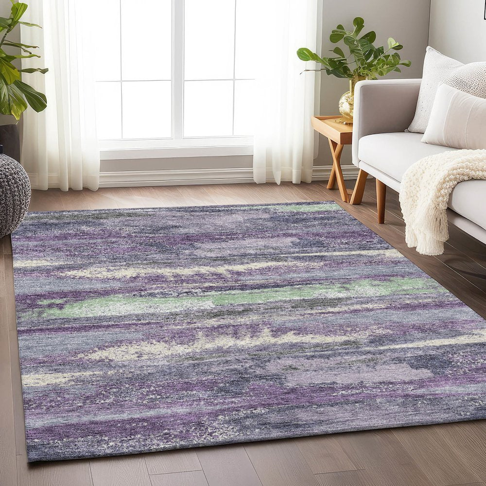 Premium Machine Washable Mayfield AMF942 Purple 3' x 5' Rug
