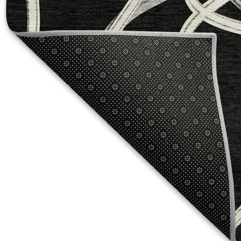 Premium Machine Washable Mayfield AMF948 Black 2'3" x 7'6" Runner Rug