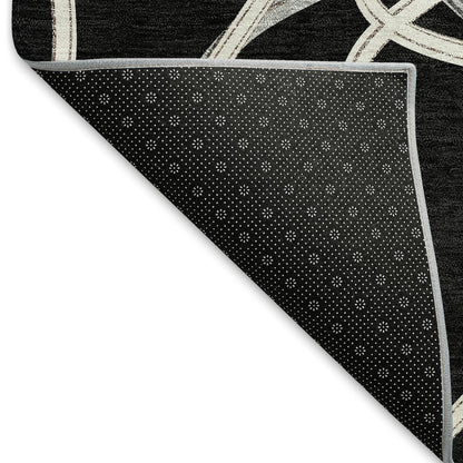 Premium Machine Washable Mayfield AMF948 Black 2'3" x 7'6" Runner Rug