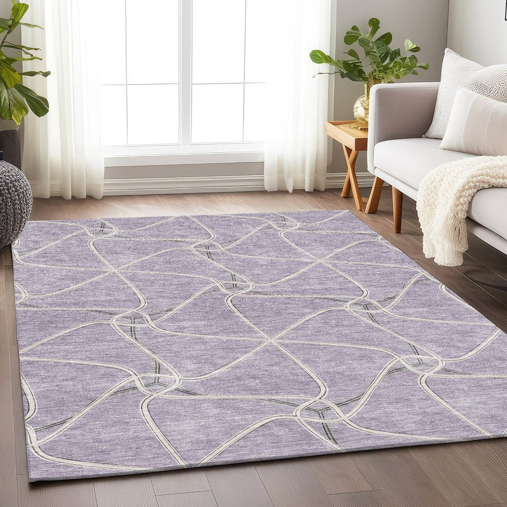 Premium Machine Washable Mayfield AMF948 Lavender 3' x 5' Rug