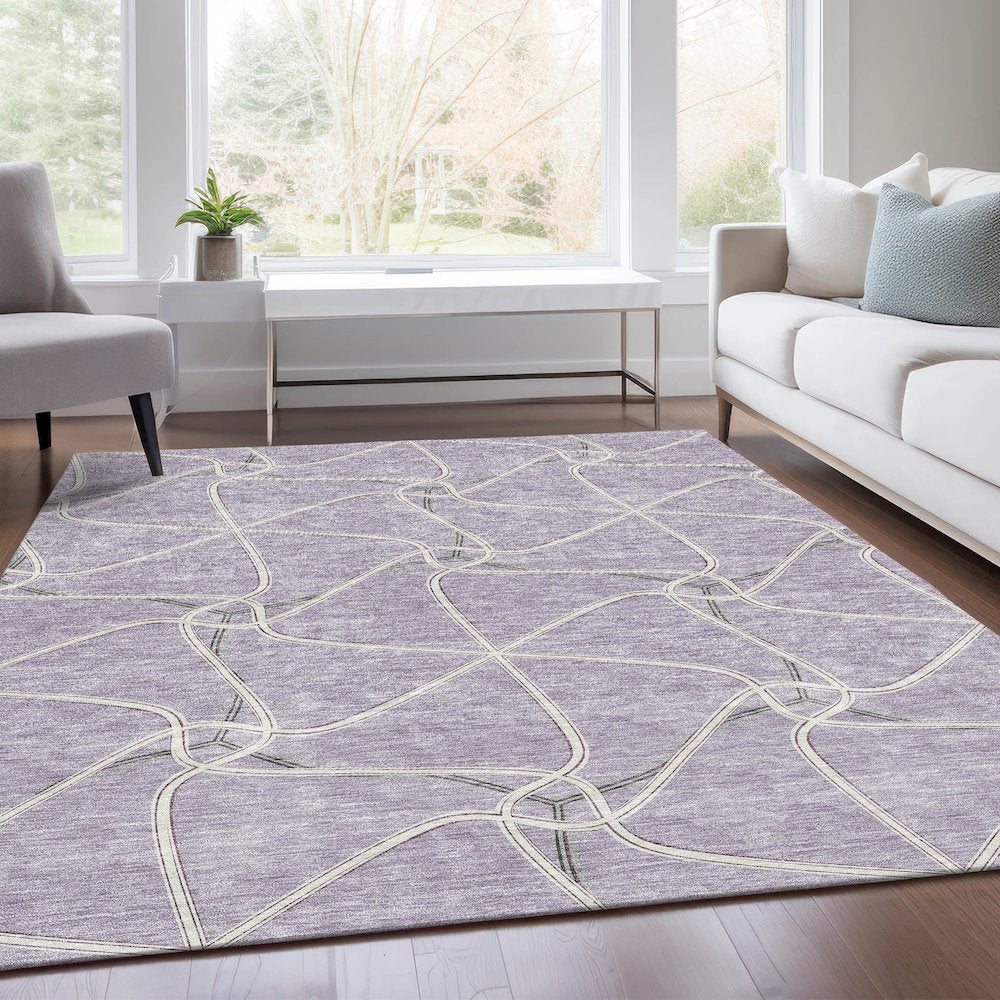 Premium Machine Washable Mayfield AMF948 Lavender 3' x 5' Rug