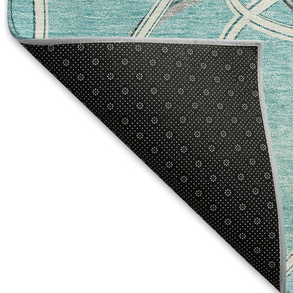 Premium Machine Washable Mayfield AMF948 Teal 2'3" x 7'6" Runner Rug