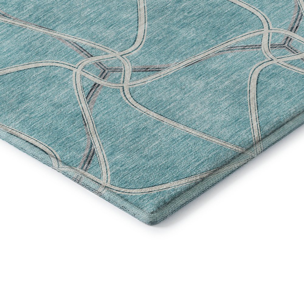Premium Machine Washable Mayfield AMF948 Teal 2'3" x 7'6" Runner Rug