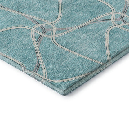 Premium Machine Washable Mayfield AMF948 Teal 2'3" x 7'6" Runner Rug