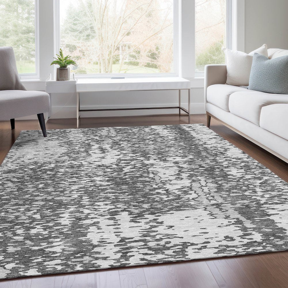 Premium Machine Washable Mayfield AMF949 Charcoal 3' x 5' Rug
