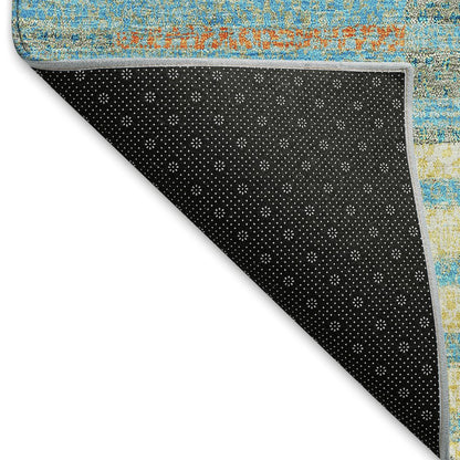 Premium Machine Washable Mayfield AMF954 Teal 2'3" x 7'6" Runner Rug
