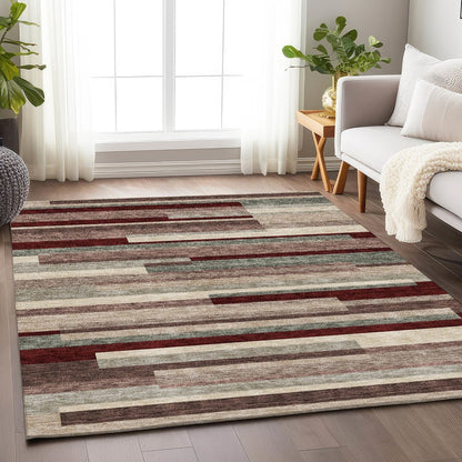 Premium Machine Washable Mayfield AMF956 Merlot 3' x 5' Rug
