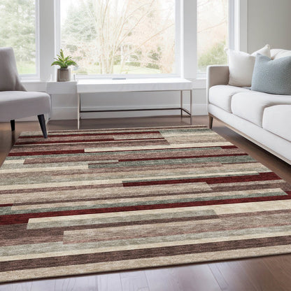 Premium Machine Washable Mayfield AMF956 Merlot 3' x 5' Rug
