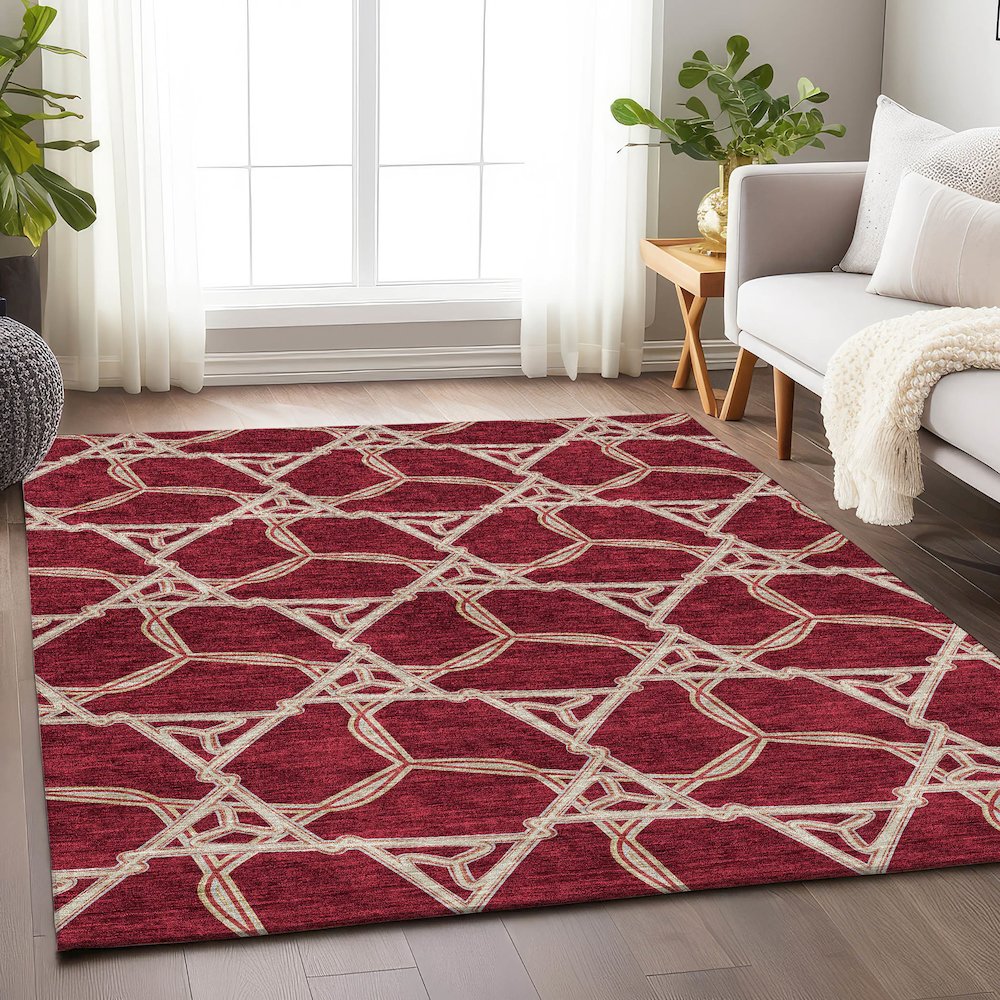 Premium Machine Washable Mayfield AMF959 Burgundy 3' x 5' Rug