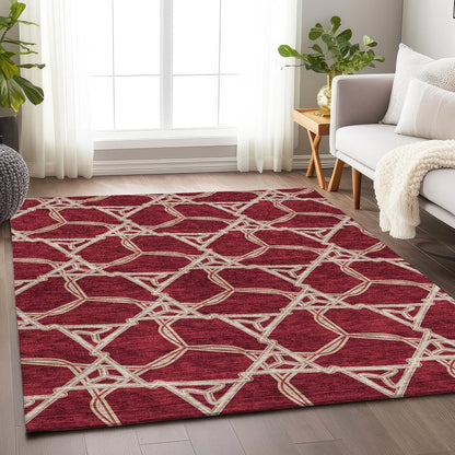 Premium Machine Washable Mayfield AMF959 Burgundy 3' x 5' Rug