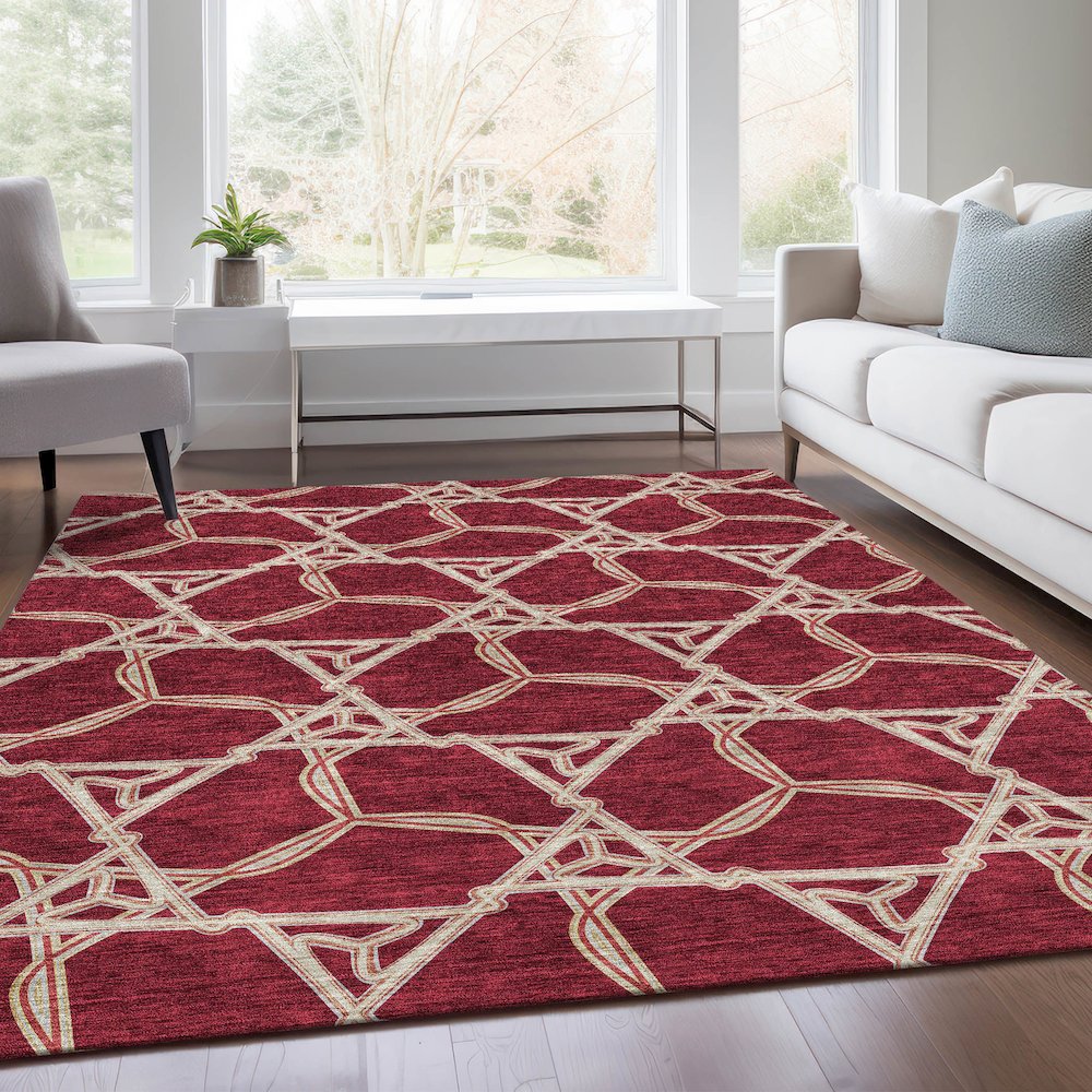 Premium Machine Washable Mayfield AMF959 Burgundy 3' x 5' Rug