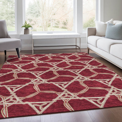 Premium Machine Washable Mayfield AMF959 Burgundy 3' x 5' Rug