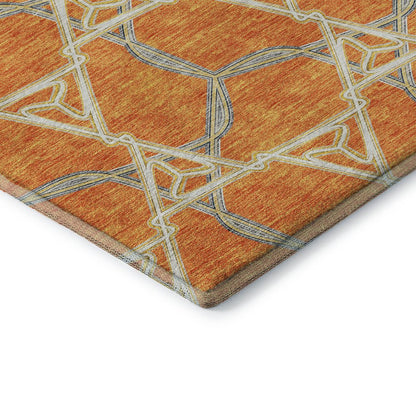 Premium Machine Washable Mayfield AMF959 Orange 2'3" x 7'6" Runner Rug