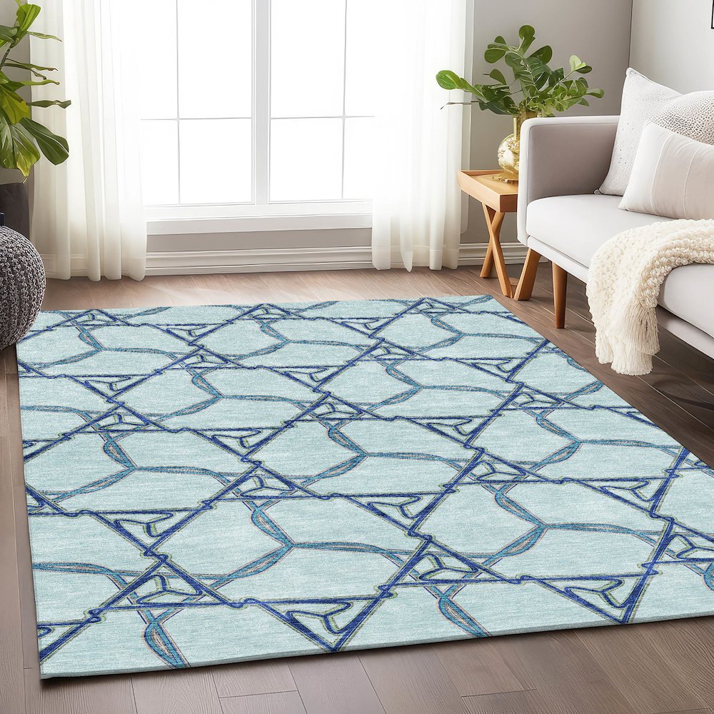 Premium Machine Washable Mayfield AMF959 Sky 3' x 5' Rug