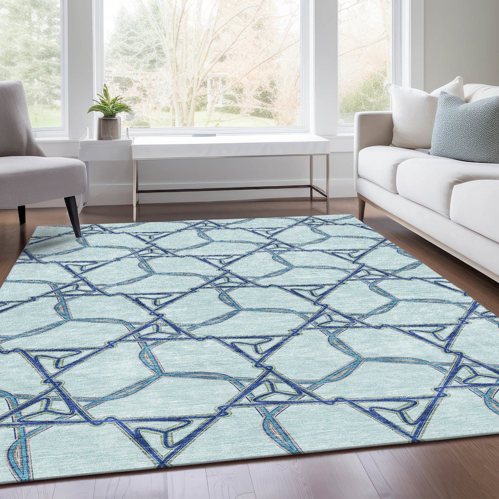 Premium Machine Washable Mayfield AMF959 Sky 3' x 5' Rug