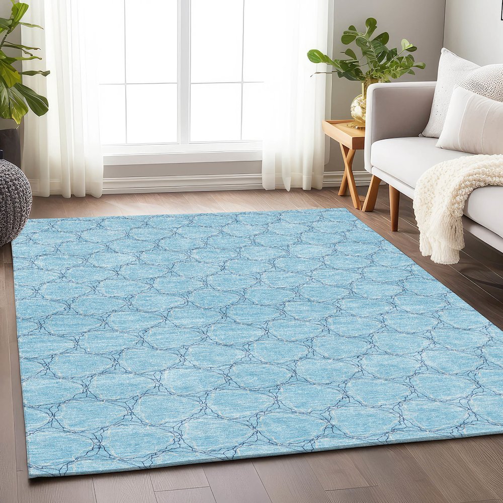 Premium Machine Washable Mayfield AMF960 Sky 3' x 5' Rug
