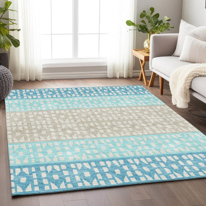 Premium Machine Washable Mayfield AMF964 Teal 3' x 5' Rug