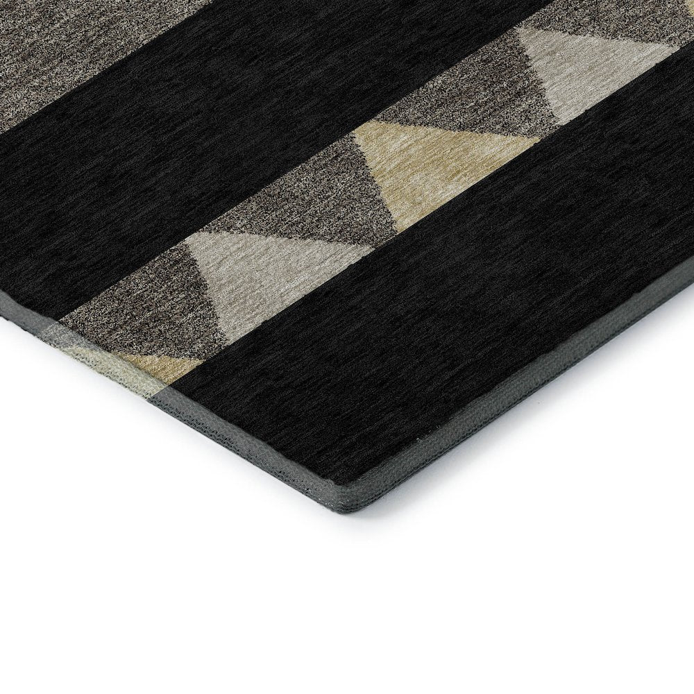 Premium Machine Washable Mayfield AMF965 Black 2'3" x 7'6" Runner Rug