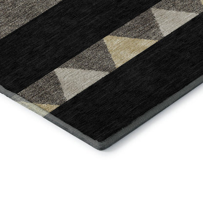 Premium Machine Washable Mayfield AMF965 Black 2'3" x 7'6" Runner Rug