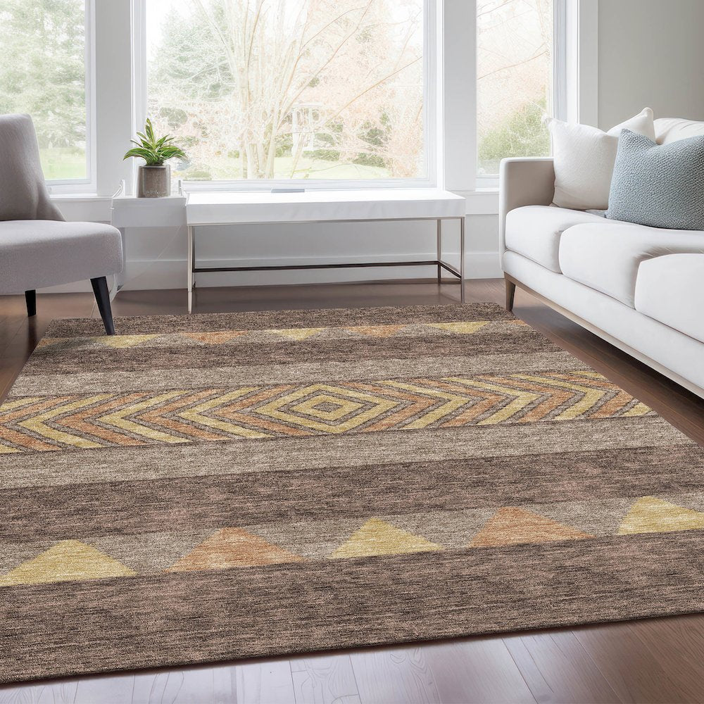 Premium Machine Washable Mayfield AMF965 Brown 3' x 5' Rug