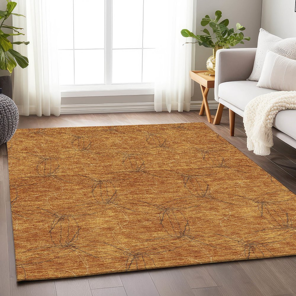 Premium Machine Washable Mayfield AMF968 Copper 3' x 5' Rug