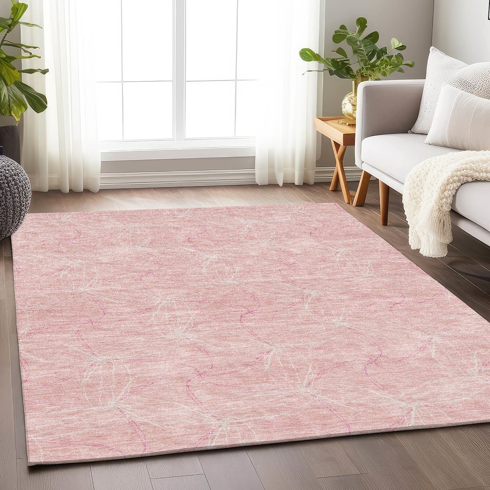 Premium Machine Washable Mayfield AMF968 Pink 3' x 5' Rug