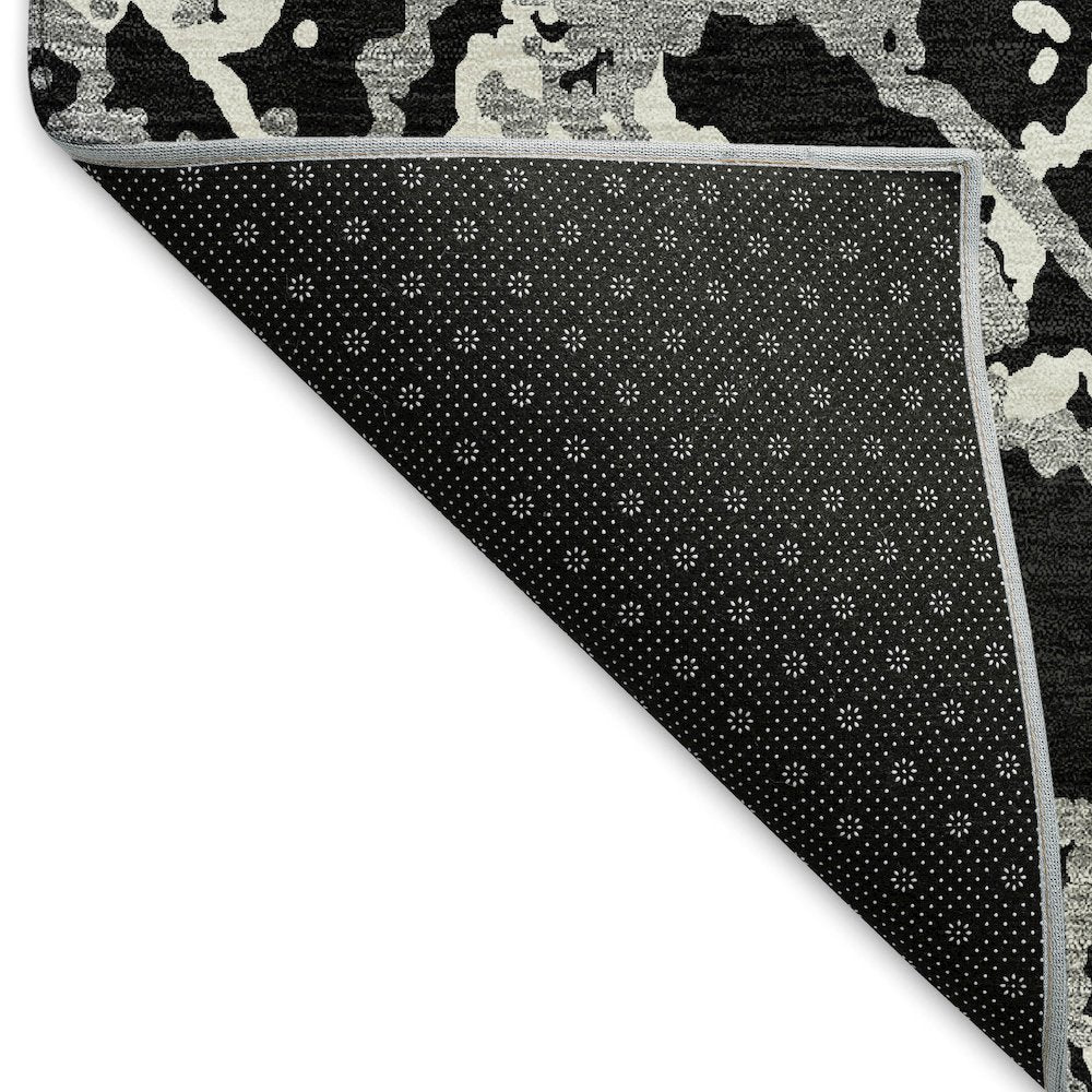 Premium Machine Washable Mayfield AMF969 Black 2'3" x 7'6" Runner Rug