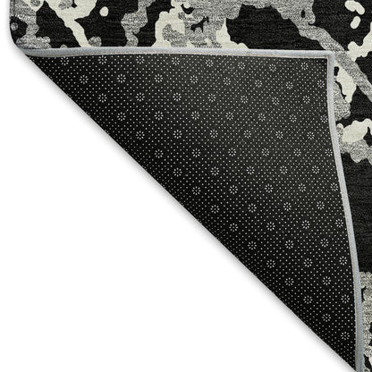 Premium Machine Washable Mayfield AMF969 Black 2'3" x 7'6" Runner Rug
