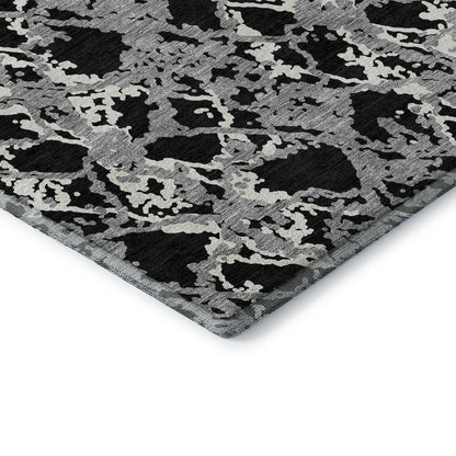 Premium Machine Washable Mayfield AMF969 Black 2'3" x 7'6" Runner Rug