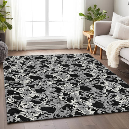 Premium Machine Washable Mayfield AMF969 Black 3' x 5' Rug