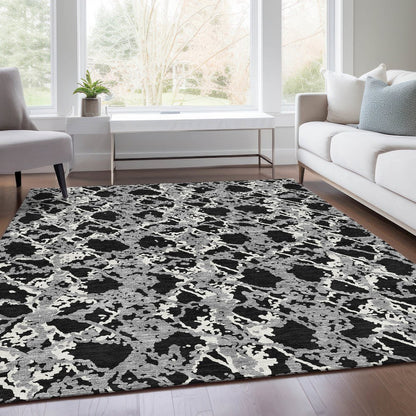 Premium Machine Washable Mayfield AMF969 Black 3' x 5' Rug