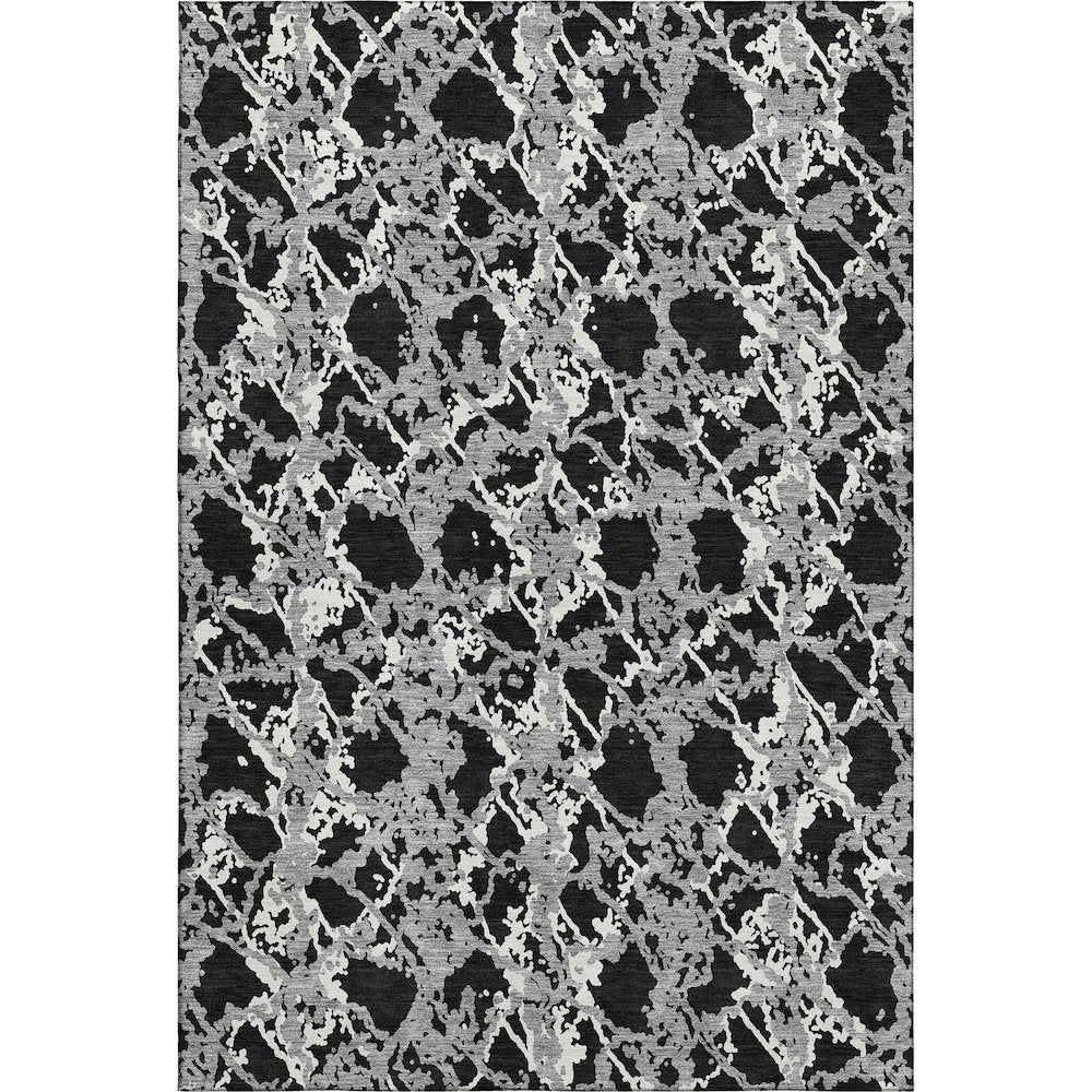 Premium Machine Washable Mayfield AMF969 Black 3' x 5' Rug