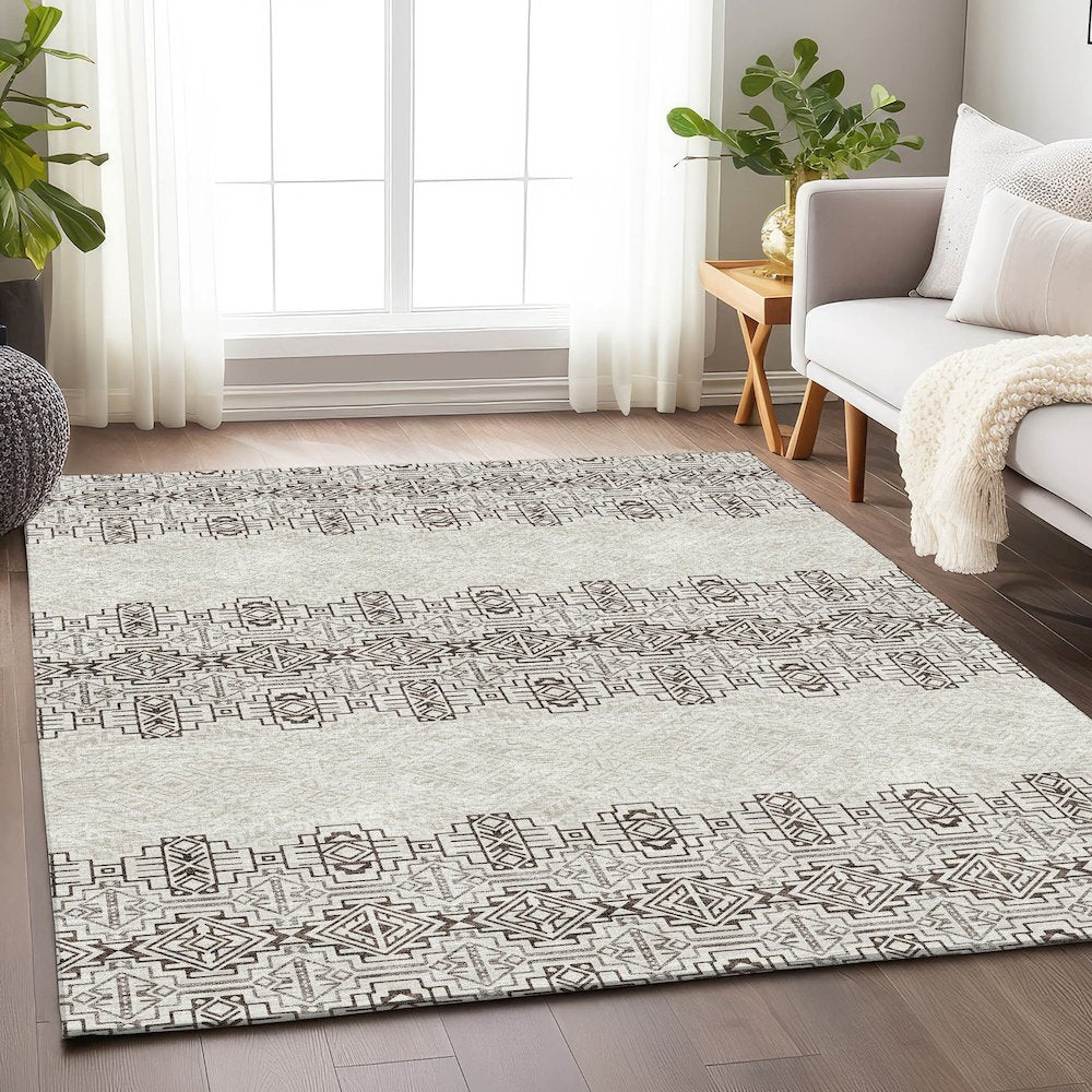 Premium Machine Washable Mayfield AMF970 Chocolate 3' x 5' Rug