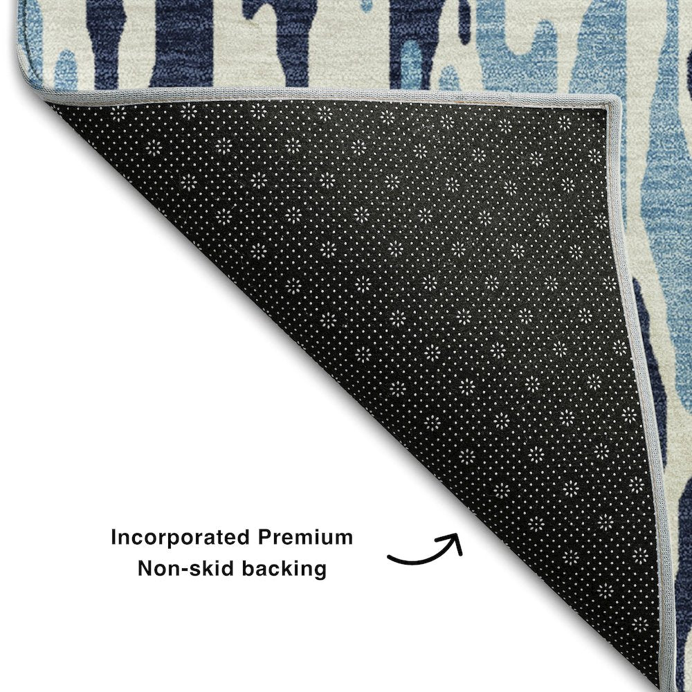 Premium Machine Washable Mayfield AMF986 Blue 2'3" x 7'6" Runner Rug