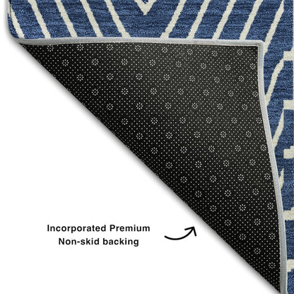 Premium Machine Washable Mayfield AMF990 Navy 2'3" x 7'6" Runner Rug