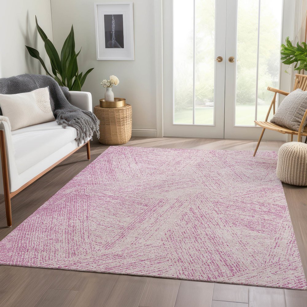 Premium Machine Washable Mayfield AMF991 Pink 3' x 5' Rug