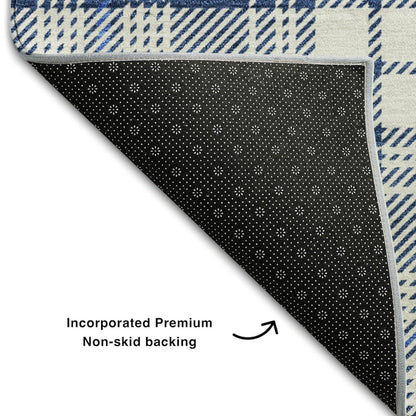 Premium Machine Washable Mayfield AMF993 Navy 2'3" x 7'6" Runner Rug