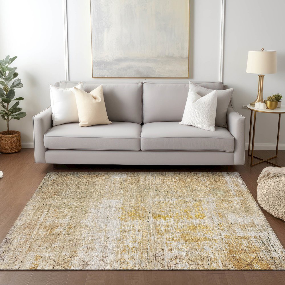 Luxury Washable Indoor/Outdoor Burano Gold 3' x 5' Rug