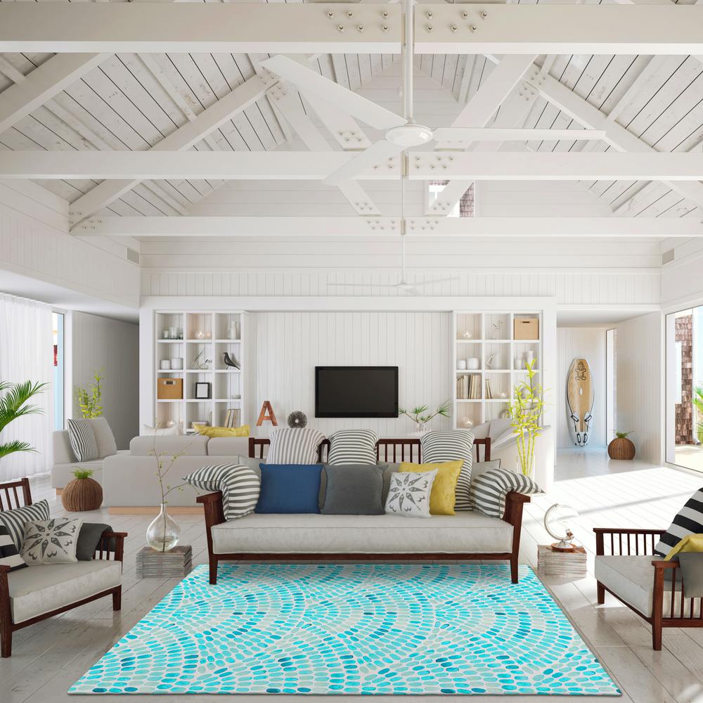 Indoor/Outdoor Surfside ASR37 Aqua Washable 3' x 5' Rug