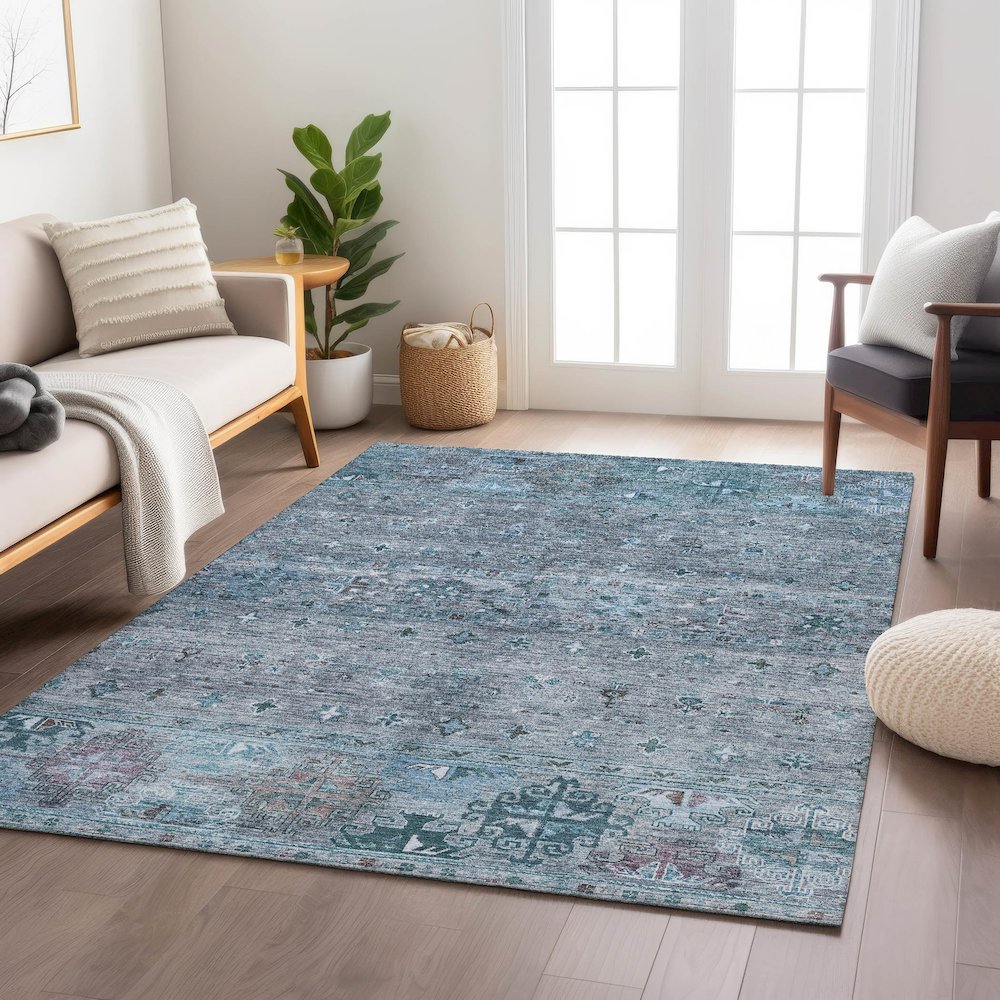 Indoor/Outdoor Karaj Blue 3' x 5' Rug